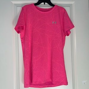 pink womens under armour sportswear sort sleeve shirt